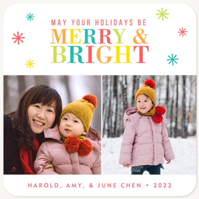 Colorful Wishes Personalized Holiday Cards
