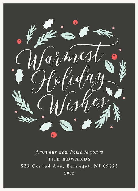 Windswept Holly Personalized Holiday Cards
