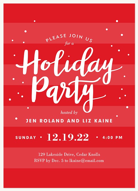 Jolly Dots & Stripes Holiday Party Invitations