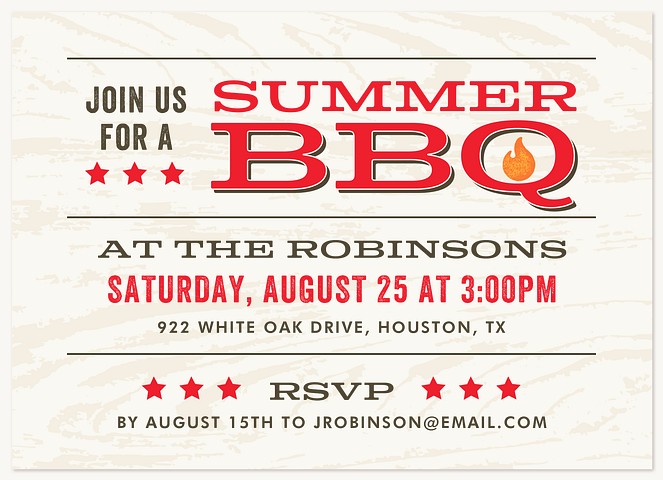 Rustic BBQ Summer Party Invitations