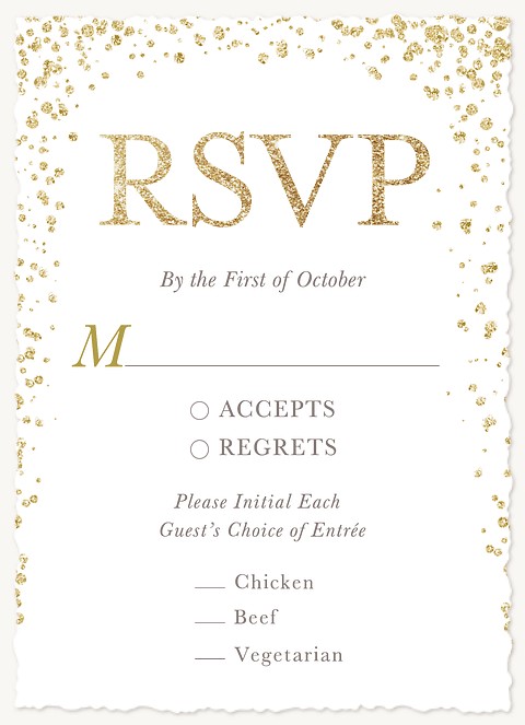 Gold Confetti Wedding RSVP Cards