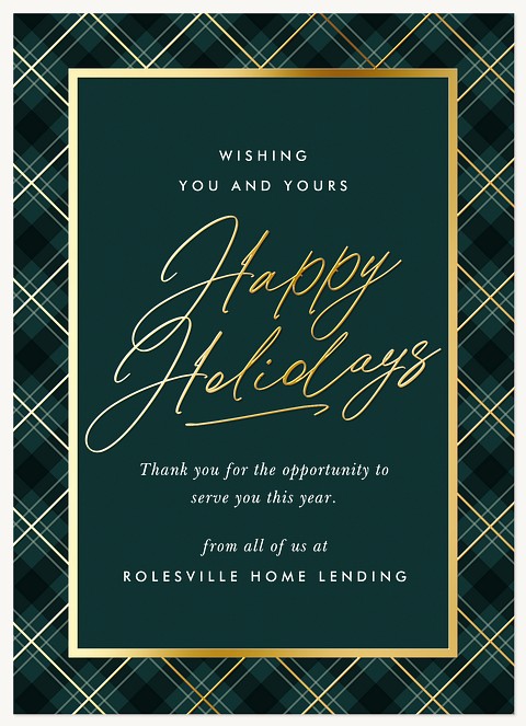 Sparkling Plaid Business Holiday Cards