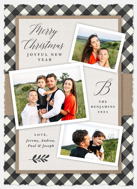 Rustic Ribbon Photo Christmas Cards