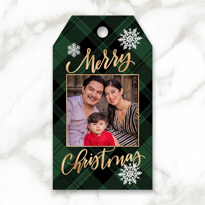 Plaid Photo Custom Gift Tags