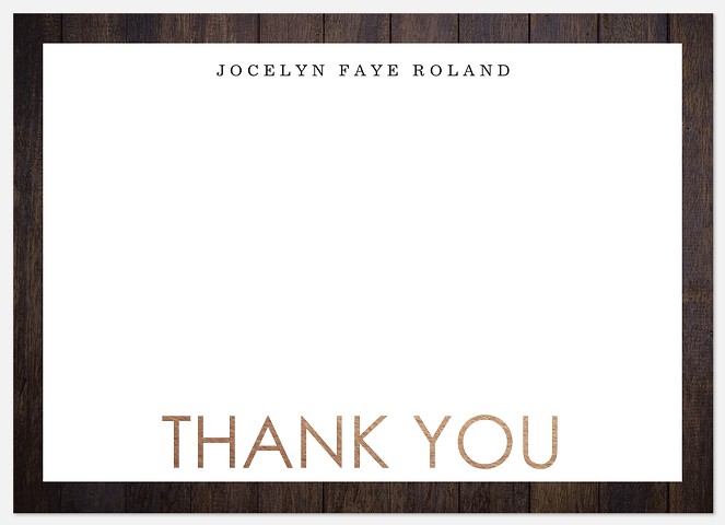 Walnut Finish Thank You Cards 