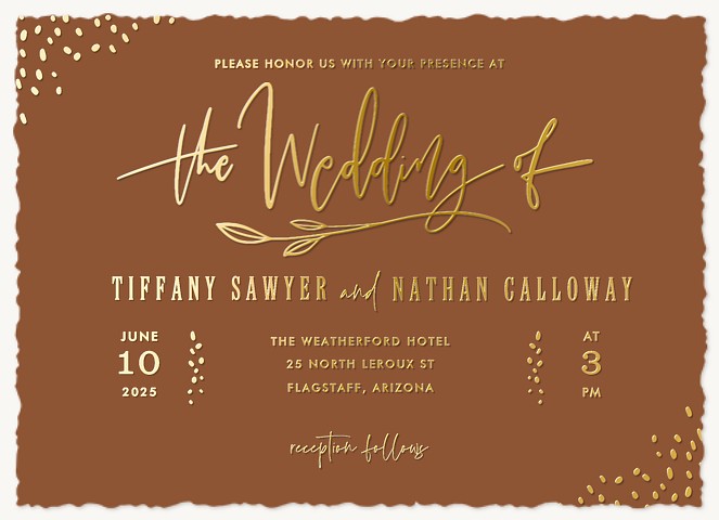 Gilded Rustic Wedding Invitations