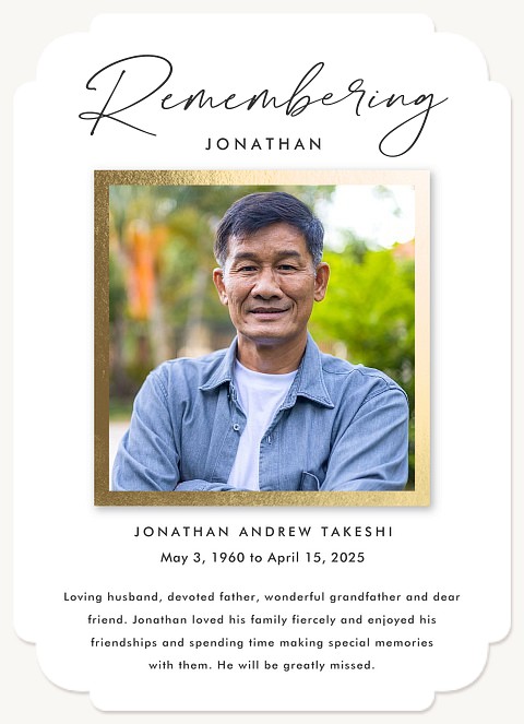 Radiant Snapshot Memorial & Sympathy Cards