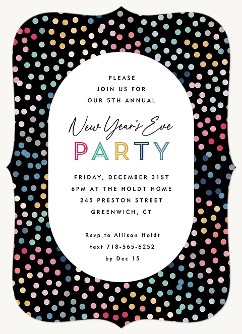 Rainbow Confetti Holiday Party Invitations