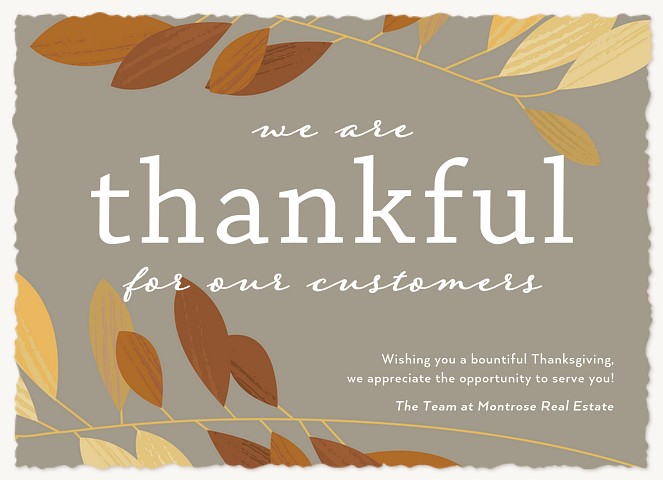 Leafy Gratitude Business Holiday Cards