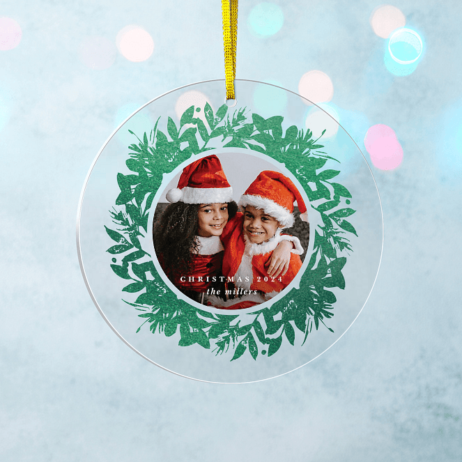 Glimmering Wreath Personalized Ornaments