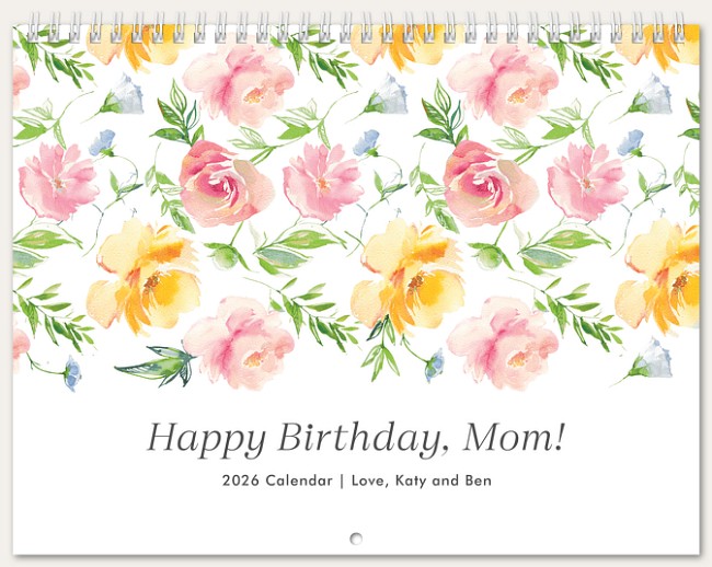 Watercolor Roses Calendar Personalized Photo Calendars