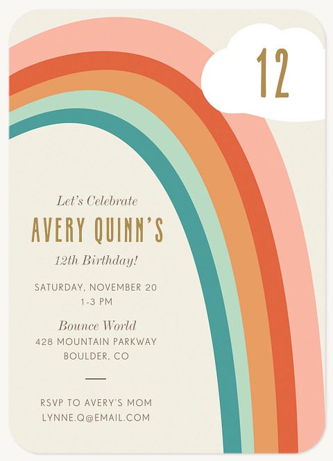 Chic Rainbow Kids Birthday Invitations