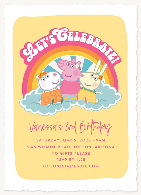 Peppa Pig Radiant Celebration Kids Birthday Invitations