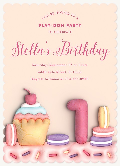 Play-Doh Cupcake Age Kids Birthday Invitations