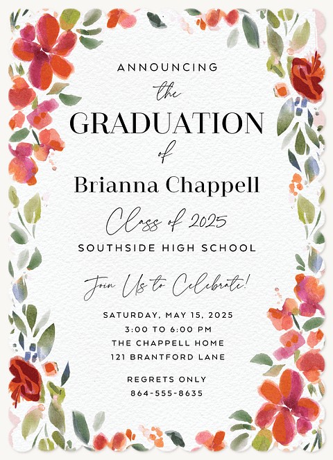 Floral Frame Graduation Cards