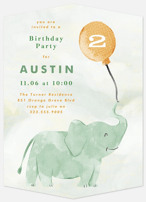 Elephant Wishes Kids' Birthday Invitations