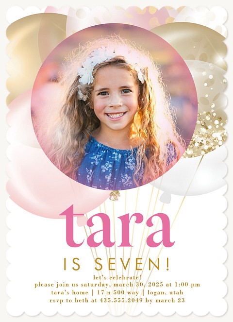 Sparkle Celebration Kids Birthday Invitations