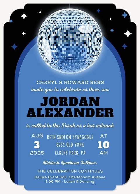 Disco Celebration Bar Mitzvah Invitations