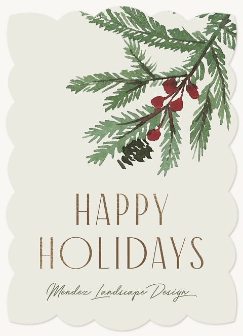 Watercolor Branch Business Holiday Cards