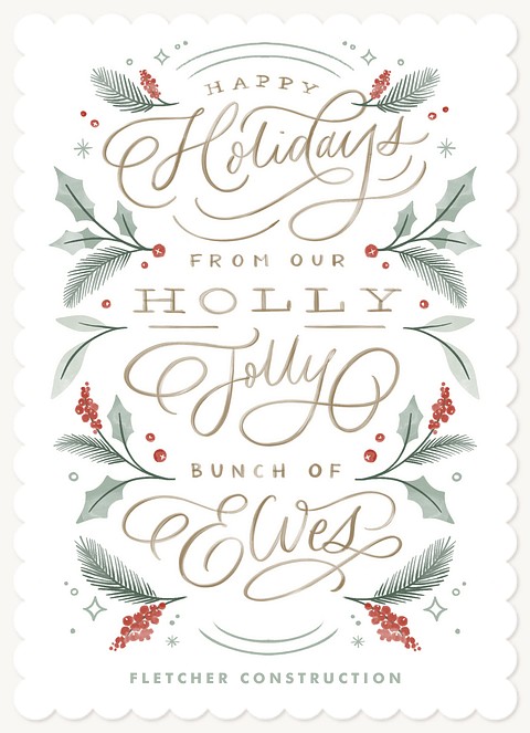 Holly Jolly Elves Business Holiday Cards