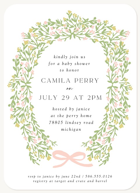 Garland & Bow Baby Shower Invites