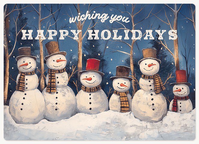 Rustic Snowmen Holiday & Christmas Magnet Cards