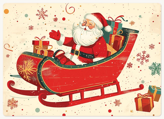 Santa's Sleigh Holiday & Christmas Magnet Cards