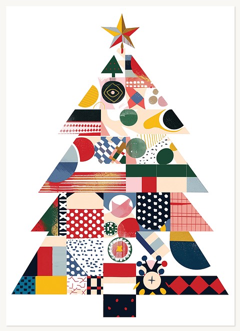 Patchwork Tree Business Holiday Cards