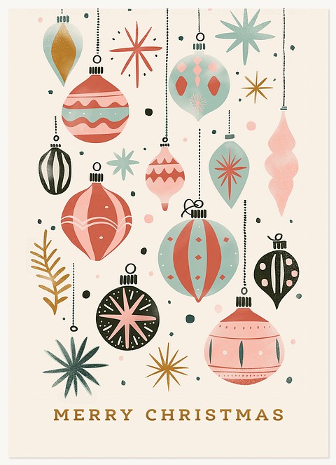 Mid-Century Ornaments Business Holiday Cards