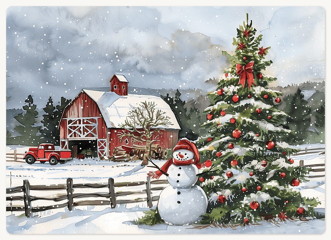 Farm Snowman Holiday & Christmas Magnet Cards