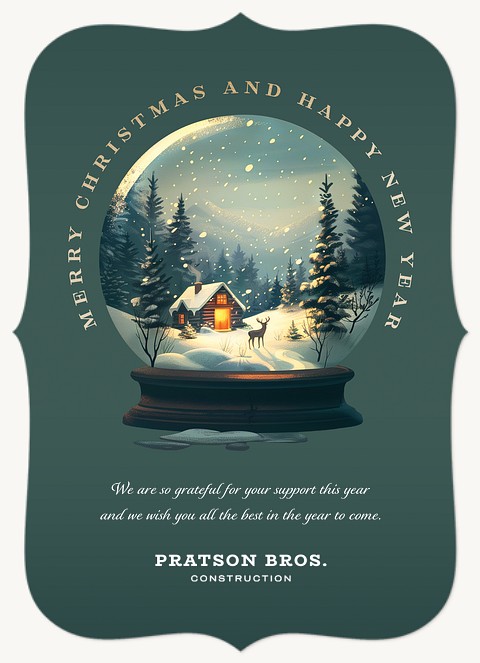 Painted Snow Globe Business Holiday Cards