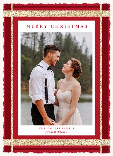 Sparkle Plaid Personalized Holiday Cards