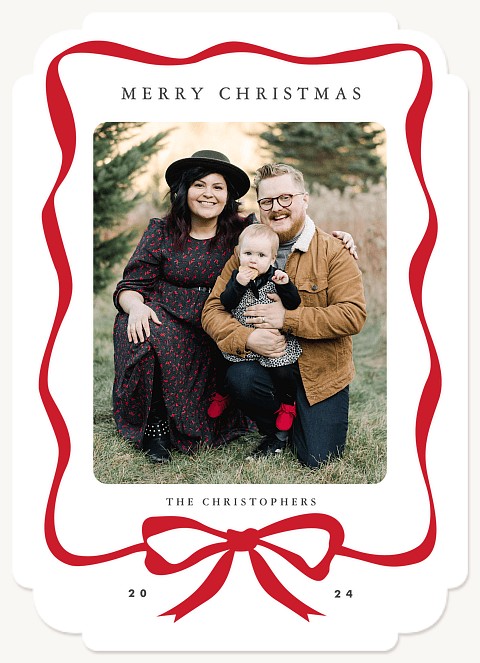 Ribbon Frame Personalized Holiday Cards