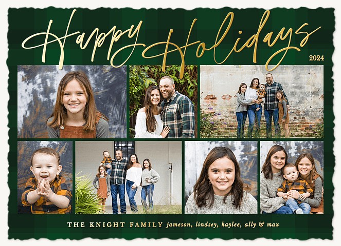 Luxurious Plaid Personalized Holiday Cards