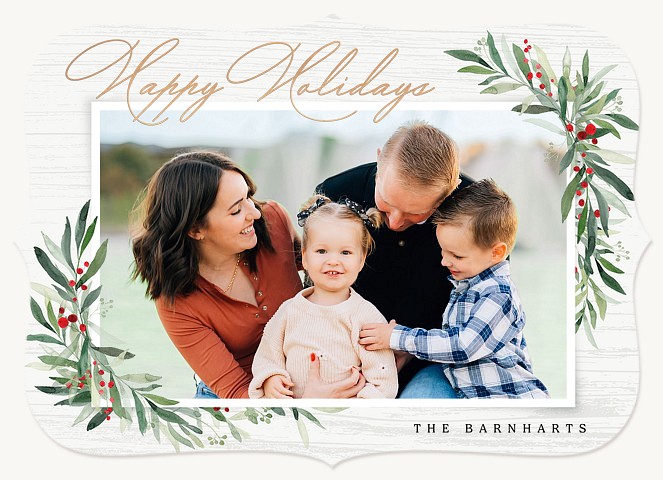 Delicate Wood Photo Holiday Cards