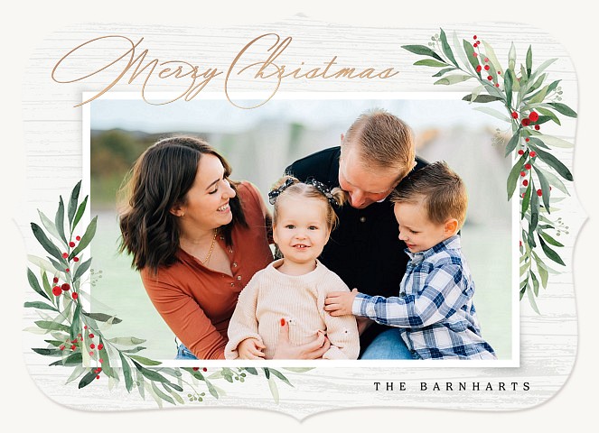 Delicate Wood Personalized Holiday Cards