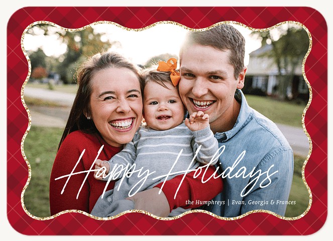 Wavy Plaid Personalized Holiday Cards