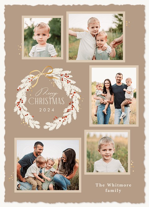 Simple Wreath Personalized Holiday Cards