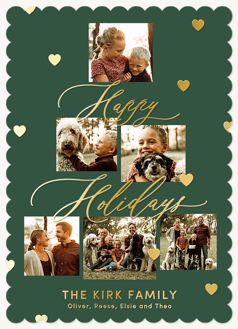 Golden Hearts Personalized Holiday Cards