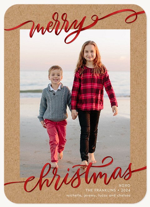 Ribbon Script Personalized Holiday Cards