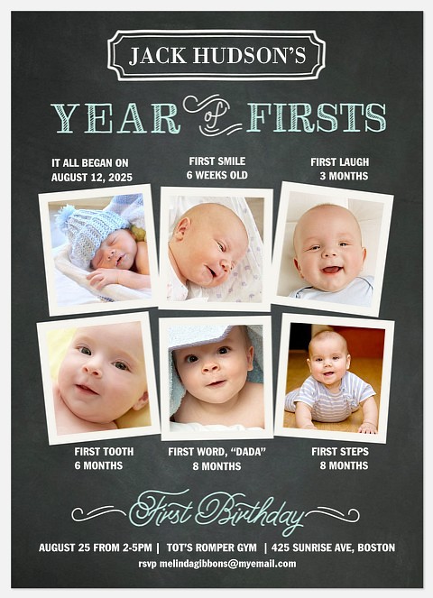 His First Year Kids' Birthday Invitations