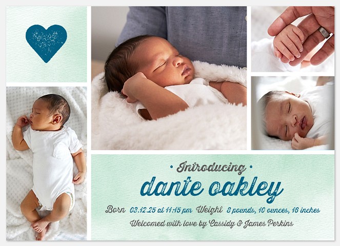 Full of Heart Baby Birth Announcements