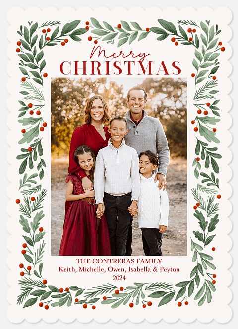 Greenery Frame Holiday Photo Cards