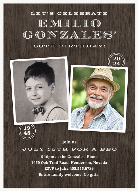 Rustic Snapshot Adult Birthday Party Invitations