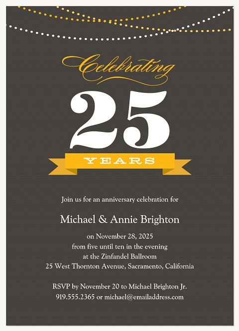 Wedding Ribbon Wedding Anniversary Invitations