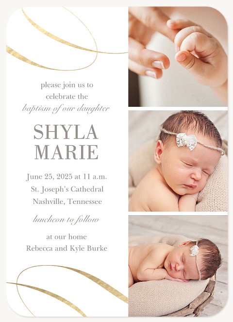 Graceful Ribbon Baptisms & Christening Invitations