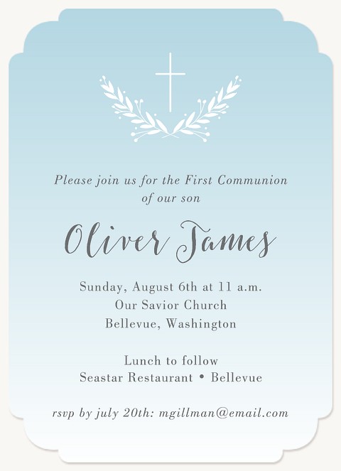 Blessed Laurels First Communion Invitations