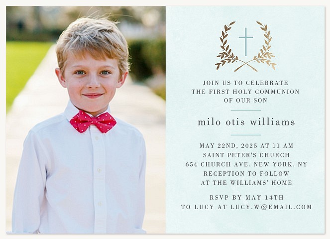 Radiant Laurels First Communion Invitations