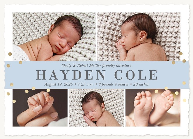 Confetti Banner Boy Baby Announcements