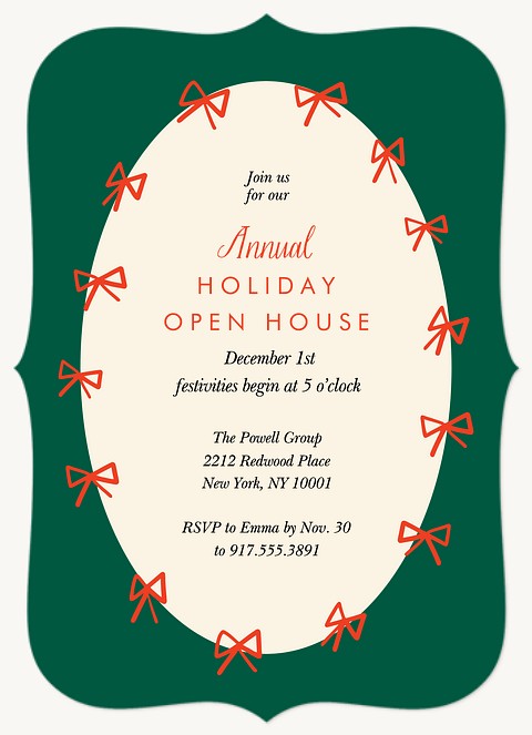 Simple Bows Holiday Party Invitations